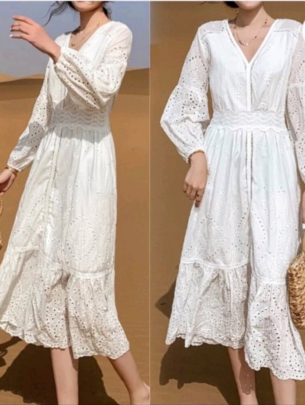 O.P.T. One Pretty Time XSmall Midi White Floral Eyelet Lace Dress Cottagecore